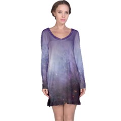 Orion Nebula Pastel Violet Purple Turquoise Blue Star Formation Long Sleeve Nightdress by genx