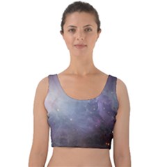 Orion Nebula Pastel Violet Purple Turquoise Blue Star Formation Velvet Crop Top by genx