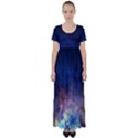 Lagoon Nebula Interstellar Cloud Pastel pink, turquoise and yellow stars High Waist Short Sleeve Maxi Dress View1