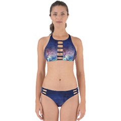 Lagoon Nebula Interstellar Cloud Pastel Pink, Turquoise And Yellow Stars Perfectly Cut Out Bikini Set by genx