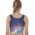 Lagoon Nebula Interstellar Cloud Pastel pink, turquoise and yellow stars Velvet Racer Back Crop Top View2