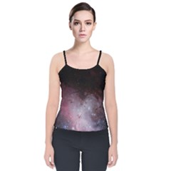 Eagle Nebula Wine Pink And Purple Pastel Stars Astronomy Velvet Spaghetti Strap Top by genx