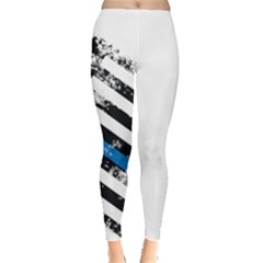 Usa Flag The Thin Blue Line I Back The Blue Usa Flag Grunge On White Background Leggings  by snek