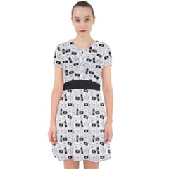 Tape Cassette 80s Retro Genx Pattern Black And White Adorable In Chiffon Dress by genx