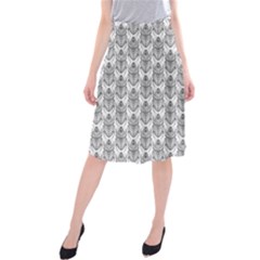 Scarab Pattern Egyptian Mythology Black And White Midi Beach Skirt by genx