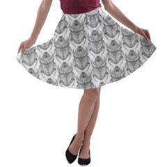 Scarab Pattern Egyptian Mythology Black And White A-line Skater Skirt by genx