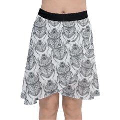 Scarab Pattern Egyptian Mythology Black And White Chiffon Wrap Front Skirt by genx