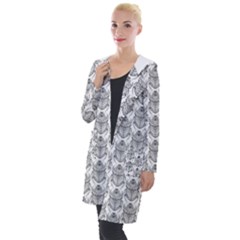 Scarab Pattern Egyptian Mythology Black And White Hooded Pocket Cardigan by genx