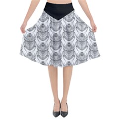 Scarab Pattern Egyptian Mythology Black And White Flared Midi Skirt by genx