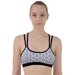 Scarab Pattern Egyptian Mythology Black And White Line Them Up Sports Bra by genx