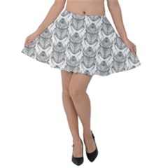 Scarab Pattern Egyptian Mythology Black And White Velvet Skater Skirt by genx