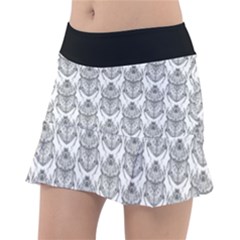 Scarab Pattern Egyptian Mythology Black And White Tennis Skirt by genx