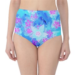 Blue And Hot Pink Succulent Underwater Sedum Classic High-waist Bikini Bottoms by myrubiogarden