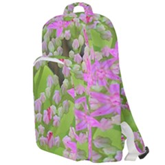 Hot Pink Succulent Sedum With Fleshy Green Leaves Double Compartment Backpack by myrubiogarden