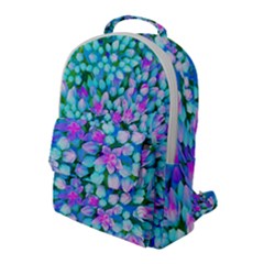 Blue And Hot Pink Succulent Sedum Flowers Detail Flap Pocket Backpack (large) by myrubiogarden