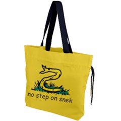 No Step On Snek Gadsden Flag Meme Parody Drawstring Tote Bag by snek