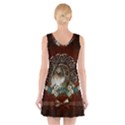 Cute Collie With Flowers On Vintage Background V-Neck Sleeveless Dress View2