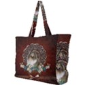 Cute Collie With Flowers On Vintage Background Simple Shoulder Bag View1