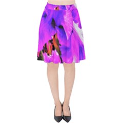 Abstract Ultra Violet Purple Iris On Red And Pink Velvet High Waist Skirt by myrubiogarden