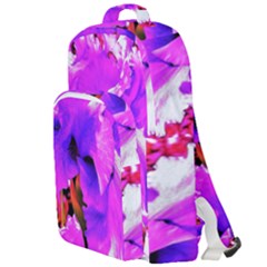 Abstract Ultra Violet Purple Iris On Red And Pink Double Compartment Backpack by myrubiogarden