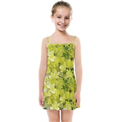 Elegant Chartreuse Green Limelight Hydrangea Macro Kids Summer Sun Dress by myrubiogarden