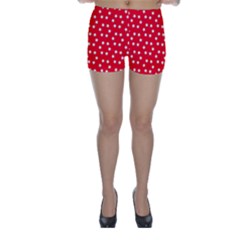 Christmas Pattern White Stars Red Skinny Shorts by Mariart