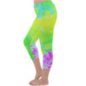 Fluorescent Yellow And Pink Abstract Garden Foliage Capri Winter Leggings  View2