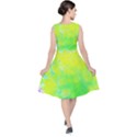 Fluorescent Yellow And Pink Abstract Garden Foliage V-Neck Midi Sleeveless Dress  View2