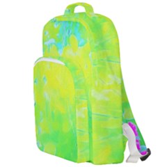 Fluorescent Yellow And Pink Abstract Garden Foliage Double Compartment Backpack by myrubiogarden