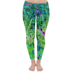 Purple Coneflower Garden With Tiger Eye Tree Classic Winter Leggings by myrubiogarden