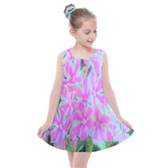 Hot Pink And White Peppermint Twist Garden Phlox Kids  Summer Dress by myrubiogarden