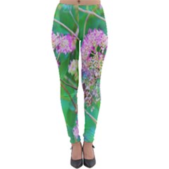 Invincibelle Spirit Hot Pink Hydrangeas On Aqua Green Lightweight Velour Leggings by myrubiogarden