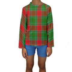 Lumberjack Plaid Buffalo Plaid Kids  Long Sleeve Swimwear by Wegoenart