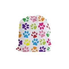 Paw Print Paw Prints Background Drawstring Pouch (medium) by Wegoenart