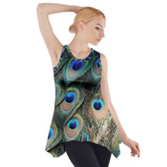 Peacock Feathers Bird Colorful Side Drop Tank Tunic by Wegoenart