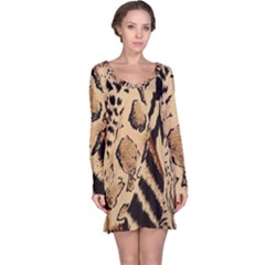 Animal Pattern Design Print Texture Long Sleeve Nightdress by Wegoenart