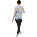 Graphic Design Geometry Shape Pattern Geometric Mock Neck Chiffon Sleeveless Top View2