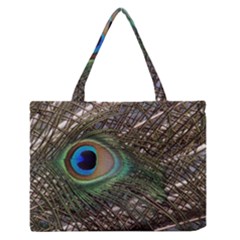 Peacock Tail Feathers Zipper Medium Tote Bag by Wegoenart