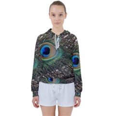 Peacock Tail Feathers Women s Tie Up Sweat by Wegoenart