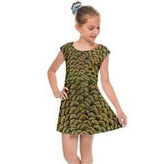 Peacock Bird Feather Color Kids Cap Sleeve Dress by Wegoenart