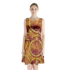 Blood Orange Fruit Citrus Fruits Sleeveless Waist Tie Chiffon Dress by Wegoenart