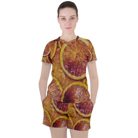 Blood Orange Fruit Citrus Fruits Women s Tee And Shorts Set by Wegoenart