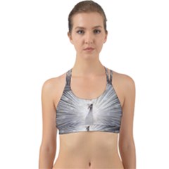 Peacock White Bird Nature Back Web Sports Bra by Wegoenart