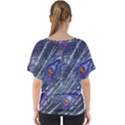 Peacock Feathers Color Plumage V-Neck Dolman Drape Top View2