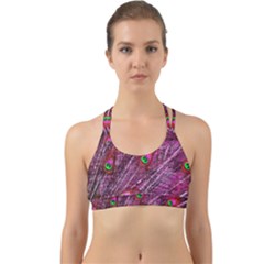 Peacock Feathers Color Plumage Back Web Sports Bra by Wegoenart