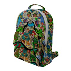 Supersonic Volcanic Sunmoon Faces Flap Pocket Backpack (large) by chellerayartisans