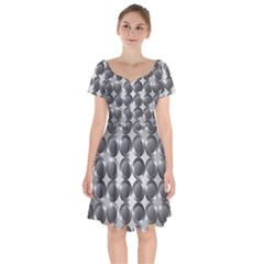 Metal Circle Background Ring Short Sleeve Bardot Dress by Simbadda