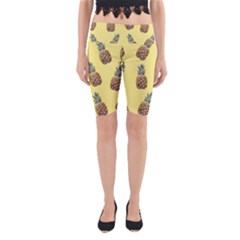 Pineapples Fruit Pattern Texture Yoga Cropped Leggings by Simbadda