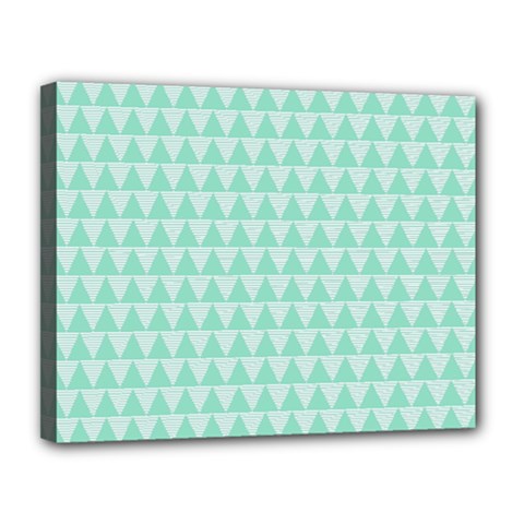 Mint Triangle Shape Pattern Canvas 14  X 11  (stretched) by picsaspassion