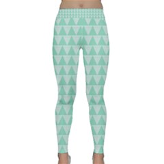 Mint Triangle Shape Pattern Classic Yoga Leggings by picsaspassion